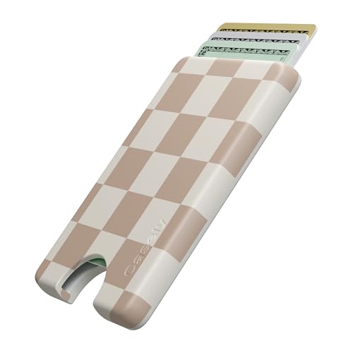 Casely MagWallet | Fit Check | Neutral Checkerboard | Slim Wallet Card Holder | Compatible with MagSafe | Soft-Touch Hard Silicone | Holds Up to 3 Cards - color: Fit Check | Neutral Checkerboard