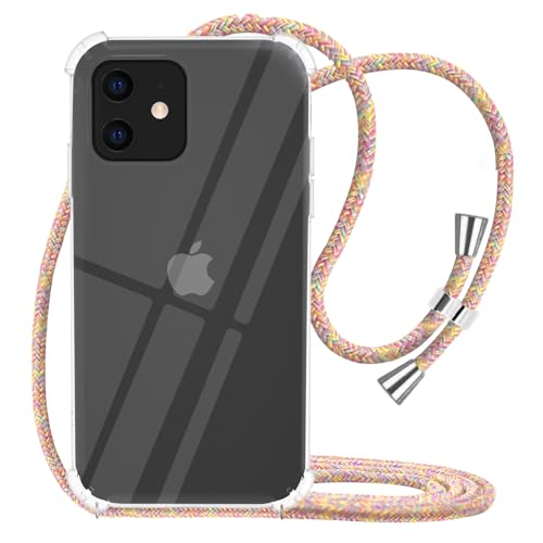for iPhone 11 Case Clear Neck Hanging Adjustable Shoulder Lanyard Crossbody Phone Cover Women Girls Soft TPU Slim Protective Strap Mobile Case for iPhone 11 - Rainbow - size: iPhone 11