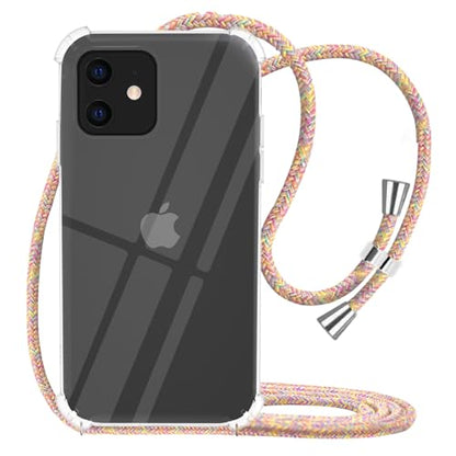 for iPhone 11 Case Clear Neck Hanging Adjustable Shoulder Lanyard Crossbody Phone Cover Women Girls Soft TPU Slim Protective Strap Mobile Case for iPhone 11 - Rainbow - size: iPhone 11