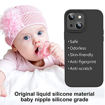 Vooii Compatible with iPhone 14 Case,[Silky Touch Premium Liquid Silicone] [Soft Anti-Scratch Microfiber Lining], Ultra Slim Shockproof Protective Case for iPhone 14 - Black - color: Black, size: iPhone 14