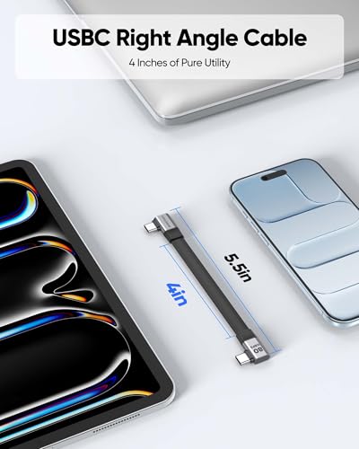 90 Degree USB4 Cable Short 5in Right Angle USB C Cable - size: 5.5IN