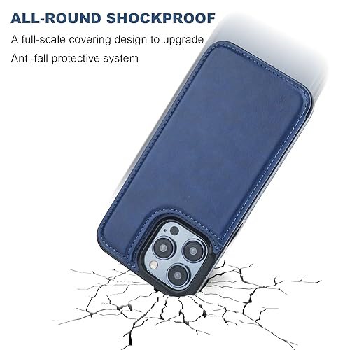 ONETOP for iPhone 15 Pro Max Wallet Case with Credit Card Holder,Blue | Kickstand,ID/Cash Holder,Case Wallet with Card Slots,Double Magnetic Clasp,Durable PU Leather Shockproof Cover for Women Men - color: Blue