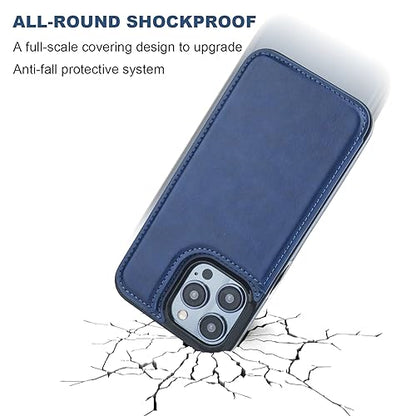ONETOP for iPhone 15 Pro Max Wallet Case with Credit Card Holder,Blue | Kickstand,ID/Cash Holder,Case Wallet with Card Slots,Double Magnetic Clasp,Durable PU Leather Shockproof Cover for Women Men - color: Blue