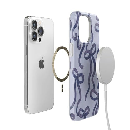 Casely iPhone 14 Pro Case | Love Me Knot | Blue Bow | Compatible with MagSafe | Classic Ultra Slim Design - color: Love Me Knot | Blue Bow, size: iPhone 14 Pro