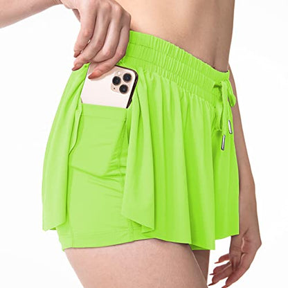YLDUJ AMUM Womens Flowy Shorts with Pockets - color: Light Green, size: X-Large