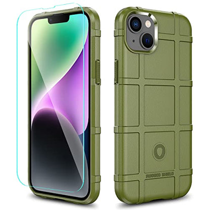 Rugged Shield 8ft Drop Proof TPU Thick Armor Tactical Protective Case Compatible with iPhone 14 Plus (6.7 inches) - Army Green - color: Army Green, size: iPhone 14 Plus