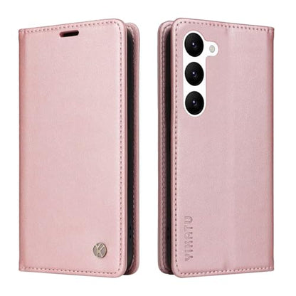 Compatible with Samsung Galaxy S23 Wallet Case PU Leather Flip Folio Case with Card Holder Magnetic Closure Shockproof Protective Phone Cover Rose Gold - color: Rose Gold, size: Samsung S23