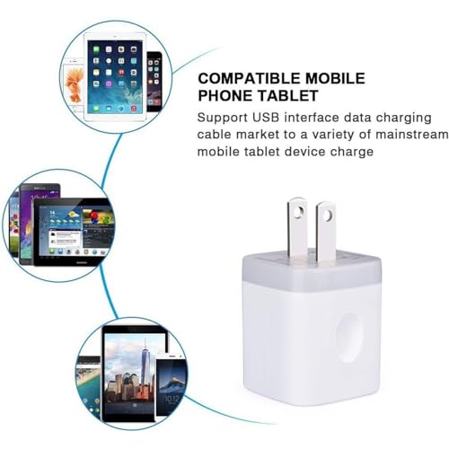 USB Wall Charger Adapter, FiveBox 5Pack 2.1Amp Fast Dual Port Wall USB Plug