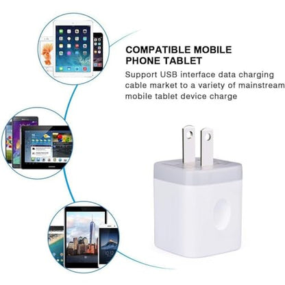 USB Wall Charger Adapter, FiveBox 5Pack 2.1Amp Fast Dual Port Wall USB Plug
