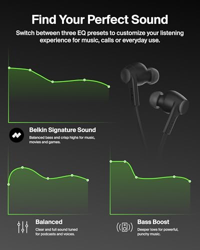 Belkin ANC Wired USB-C Earbuds, Hi-Res Audio, No Charging Needed - color: Black