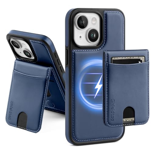 Shieldtop Compatible with MagSafe iPhone 14 Wallet Case,Blue | 2 in 1 Detachable Magnetic,Credit Card Holder Slots,RFID Blocking,PU Leather,Kickstand,Flip Folio Phone Cover for Men & Women - color: Blue, size: iPhone 14 6.1"