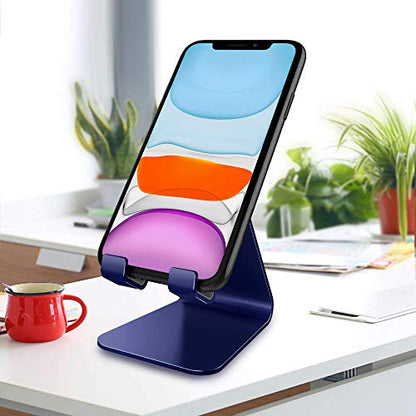 CreaDream Phone Stand Holder, Aluminum Phone Stand for Desk - color: Navy blue