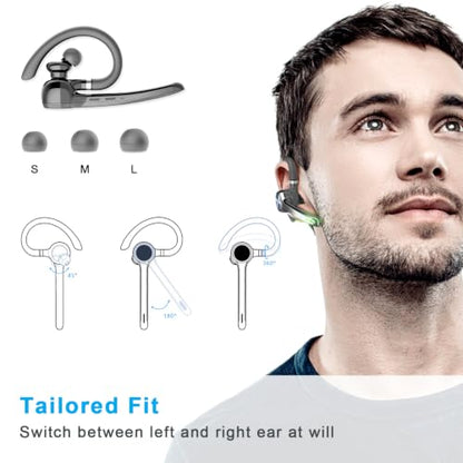 HEIBAS Bluetooth Headset, Wireless Earpiece with Mic for Work - color: Deep Gray