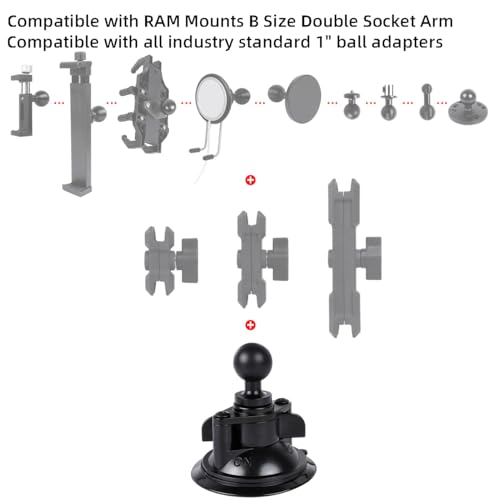 Suction Cup Base Mount with 25mm/1" Ball