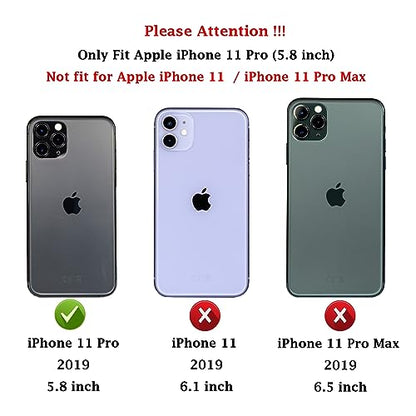 for iPhone 11 Pro Case with Camera Lens Cover HD Screen Protector, Dual Layer Military Grade Drop Protection Magnetic Ring Holder Kickstand Protective Phone Case for iPhone 11 Pro 5.8 inch (Silver) - color: Silver with camera cover Military-Grade 2nd gen