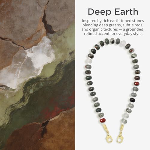 POSADINA Natural Stone Phone Charm, Beaded Healing Phone Wrist Strap, Handmade Cellphone Chain Lanyard with Tether Tab - color: Deep Earth