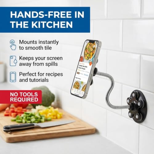 Hitt Brands Flexible Gooseneck Phone Holder – Adjustable Clamp Mount for Desk, Bed, or Wheelchair | Universal Clip-On Cell Phone Stand for Video Recording, Streaming & Hands-Free Use