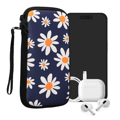 kwmobile Neoprene Sleeve for Smartphone Size XXL - 7" - Shock Absorbing Pouch Case - Protective Phone Bag - Summer Daisy Blue/White/Yellow - style: Summer Daisy 04-02-06