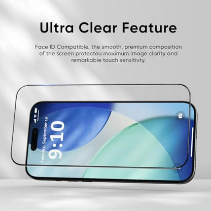 FLOLAB NanoArmour ONETIME 2 Pack for iPhone 17 Screen Protector, Tempered Glass, Ultra Clear, InfinityEdge-to-Edge, Easy Install, Dust-Free,Reinforced Edge - size: 17
