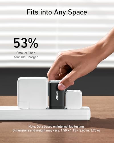 Anker 65W Max 3-Port USB C Charger Block, Compact Foldable Phone Charger