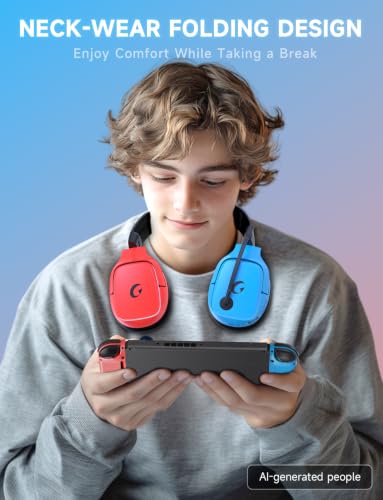 Gvyugke 2.4GHz Wireless Gaming Headsets for PS5, PS4, PC, Switch, Blue Red - color: BlueRed