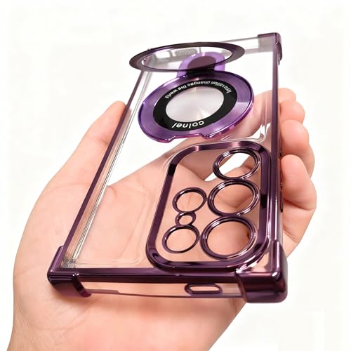case Compatible with Samsung Galaxy s22 Ultra case Rugged softcase Protective with Ring Stand Clear for s22 Ultra Phone case,Purple - color: Purple, size: Samsung Galaxy S22 ultra