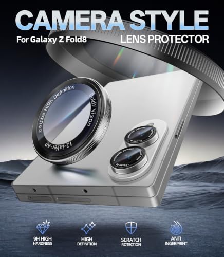 HelloDeere for Samsung Galaxy Z Fold 8 Camera Lens Protector, Military-Grade 9H+ Tempered Glass with AR Optical Tech HD Anti-Glare Anti-Scratch Metal Individual Ring Easy Install Case Friendly, Silver - color: Z Flod 8 (Silver)
