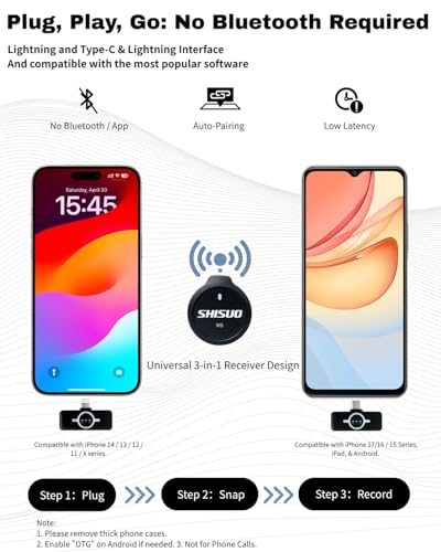 Wireless Microphone for iPhone Android, Magnetic Lavalier Lapel Mic - color: White