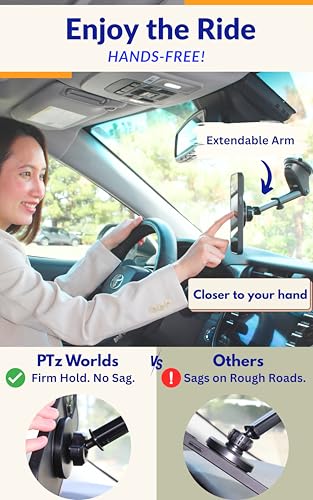 PTz Words for MagSafe Windshield Mount - Magnetic Phone Holder for Car, Suction Cup, High Heat Resistant, Super Strong Magnets, Compatible with iPhone, Galaxy & Other Smartphones - color: Dashboard Windshield