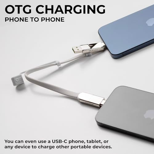 Rolling Square inCharge XL 30cm - USB C Charger Cable, Lightning for Smartphone, Universal 6 in 1, USB Plug, Glacier White, 100W - color: Glacier White