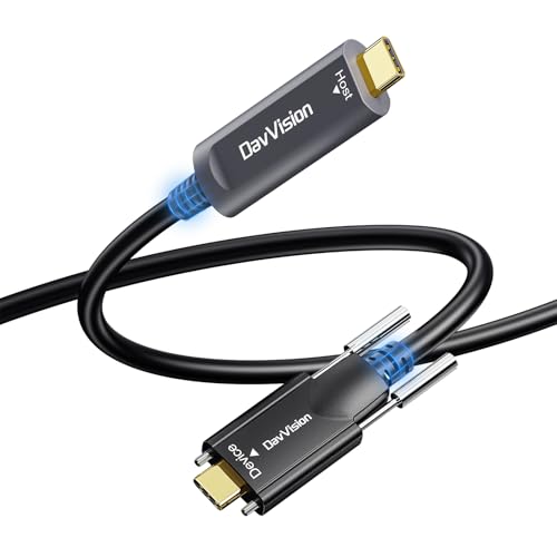 USB C Fiber Optic Cable with Side Screw Lock 33 FT, 10Gbps USB 3.2 Gen2 Active USB C Cable with German Chip,Ultra Slim & Long Distance for Industrial Camera,Machine Vision,Conference Camera - size: 33FT, style: With Screw - 1 Pack