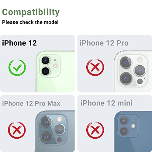 Korecase [ 2 Pack Camera Lens Protector for iPhone 12, Aluminum Metal Lens Film, 9H Hardness Tempered Glass Camera Screen Cover,Bubble Free,Strong Stickiness Case Friendly - Black - color: Black