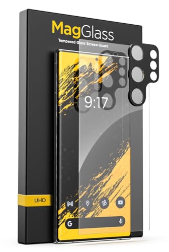 magglass HD Screen Protector for Samsung Galaxy S24 Ultra Tempered Glass with Camera Lens Guard (Easy Applicator Included) - style: HD