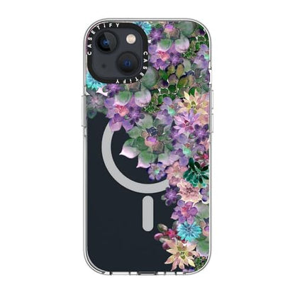 CASETiFY for iPhone 13 Case - Impact Clear Compatible with MagSafe | Not Yellowing | 6.6 ft. 3x Military Grade Drop Protection | MY SUCCULENT GARDEN | Clear - color: MY SUCCULENT GARDEN, size: Iphone 13 (6.1")