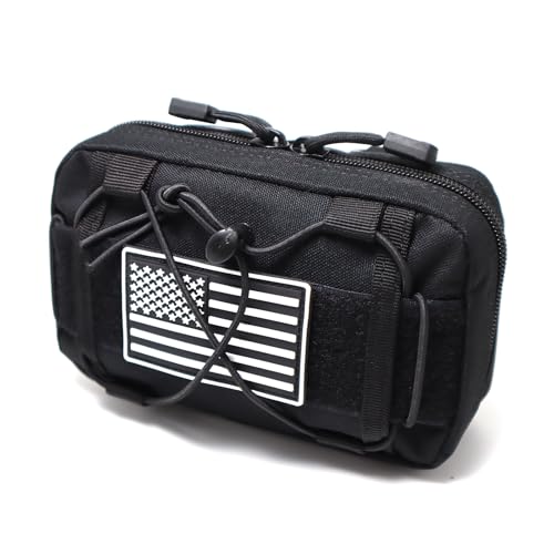 Tactical Molle Admin Pouch Compact Utility EDC Tool Bag Phone Pouches Fanny Waist Pack Bag Belt Pouch Small First Aid Kit - color: Black