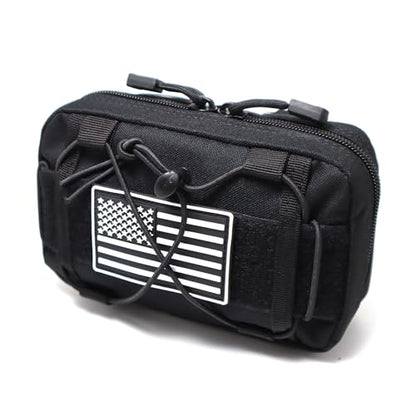 Tactical Molle Admin Pouch Compact Utility EDC Tool Bag Phone Pouches Fanny Waist Pack Bag Belt Pouch Small First Aid Kit - color: Black