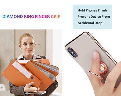 Glitter Bling Bling Phone Ring Holder, Sparkle Phone Ring Artificial Diamond Stand, Rhinestone Cell Phone Finger Ring for Phones,Pad(Rose Gold) - color: Rose Glod