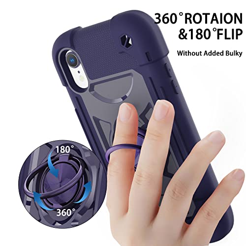 MARKILL Compatible with iPhone XR Case 6.1 Inch with Ring Stand, Heavy-Duty Military Grade Shockproof Phone Cover for iPhone XR 6.1. - color: Deep Purple, size: iPhone XR 6.1"
