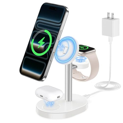 MagSafe Charger 3 in 1 Charging Station for iPhone Apple Watch AirPods - color: Gray&White, size: 15W