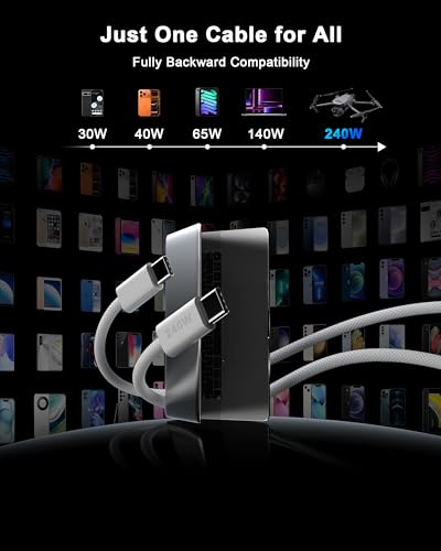USB C to USB C Cable [3.3FT+6.6FT+10FT], 240W Fast Charging Cable - size: [3/6/10 FT]