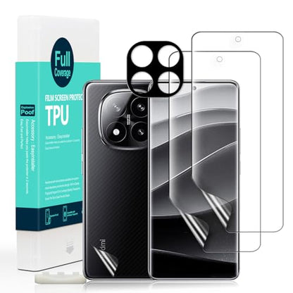 Ibywind Screen Protector For Xiaomi Redmi Note 14 Pro+ 5G/Redmi Note 14 Pro Plus 5G 6.67"(2 Pcs),Flexible TPU Film,With 1Pc Camera Lens Protector,1Pc Back Film,Bubble Free[Easy to install] - size: Redmi Note 14 Pro+ 6.67 inch