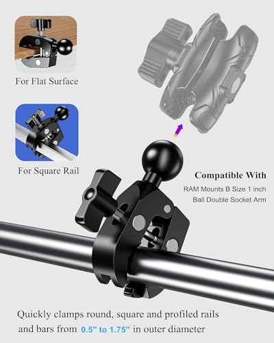 BRCOVAN 1'' Ball Clamp Mount Base with Aluminum Alloy Tough-Claw