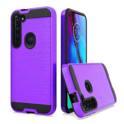 NEM Case Compatible with Motorola Moto G Stylus XT2043 (2020), Moto G Power XT2041 - Shockproof Brushed Case (Purple) - color: Purple