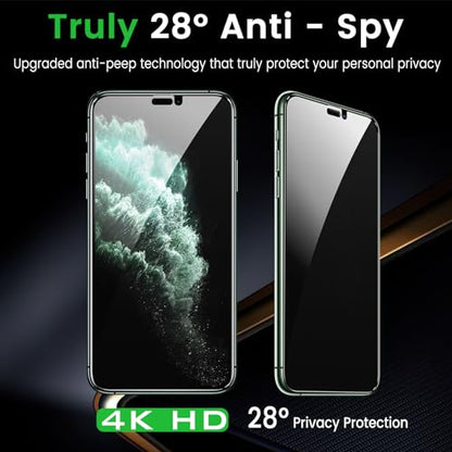 Romkasi 3 Pack Privacy Screen Protector for iPhone 11 Pro Max 6.5 Inch with 3 Pack Camera Lens Protector, Anti Spy Tempered Glass Film, Anti-Scratch, Touch Sensitive, Case Friendly - color: iPhone 11 Pro Max