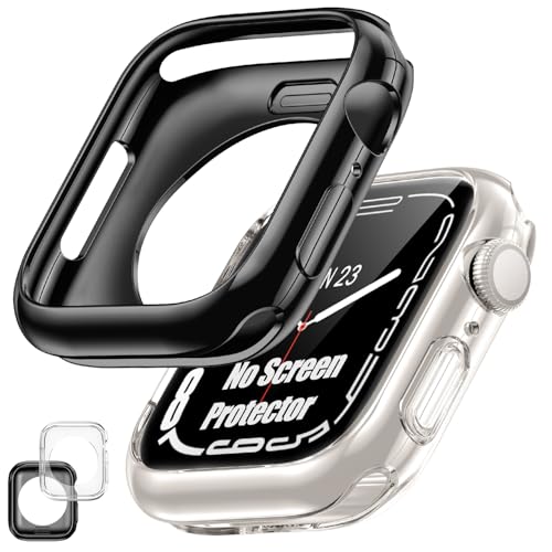 [2 Pack] Bumper Case for Apple Watch SE3/SE2/SE/Series 6/5/4 44mmClearBlack - color: Clear+Black, size: 44 mm SE/Series 6/5/4