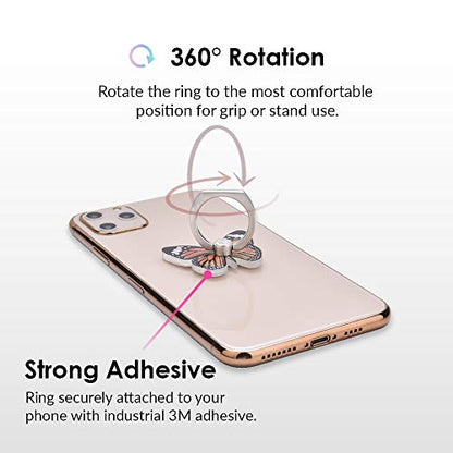 VELVET CAVIAR Cell Phone Ring Holder - Finger Ring & Stand - Improves Phone Grip Compatible with iPhone, Galaxy, Most Smartphones (Butterfly) - color: Butterfly