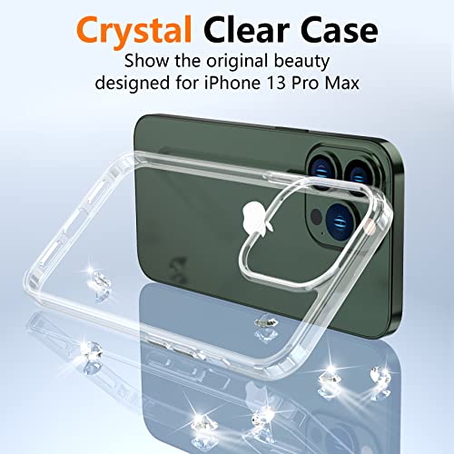 Crystal Clear for iPhone 13 Pro Case,[Anti- Yellowing][Upgraded Military Shockproof Protection] Slim Thin Protective Bumper Phone Case 6.1 inch – Clear