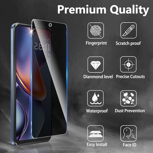 3 Pack Privacy Screen Protector Designed for Motorola Moto G 5G 2025/ Moto G 2026/ Moto G Play 2026/ Moto G Play 2025,Full Coverage Anti-Spy Tempered Glass Film,9H Hardness,Anti-Fingerprint - size: Moto G 5G 2025 FK3