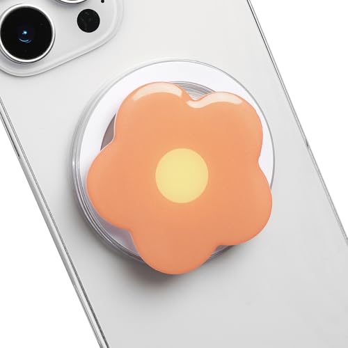 Cute Flower Series Collapsible Design Phone Grip (Magnetic, Orange) - color: Orange, style: Magnetic