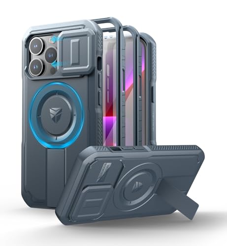 Dexnor for iPhone 13 Pro Case with Slide Camera Cover & Adjustable Kickstand & Built-in Screen Protector, Magnetic Rugged Shockproof Bumper Cases Heavy-Duty Magnetic Protective Cover,Navy Blue - color: Navy Blue, size: IPhone 13 Pro